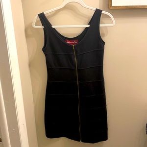 Black Zip Up Bodycon Dress - Size Medium